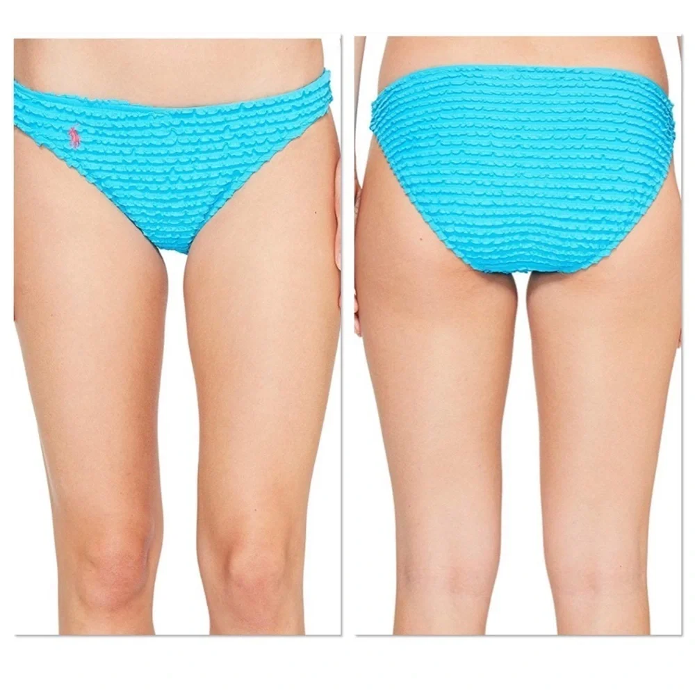 Ralph Lauren Polo turquoise ruffle bikini bottom L